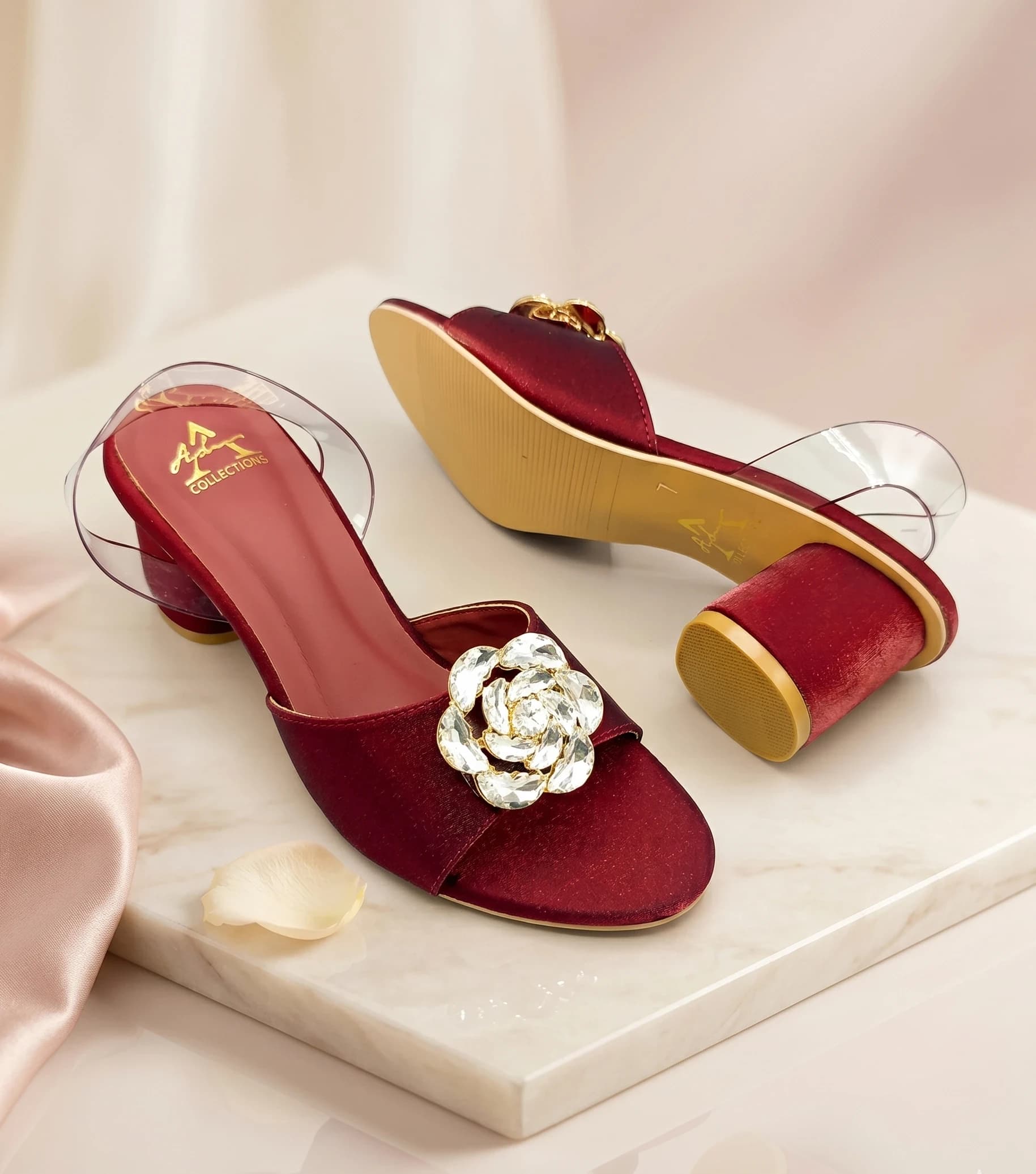 Noor Crystal Heel Red
