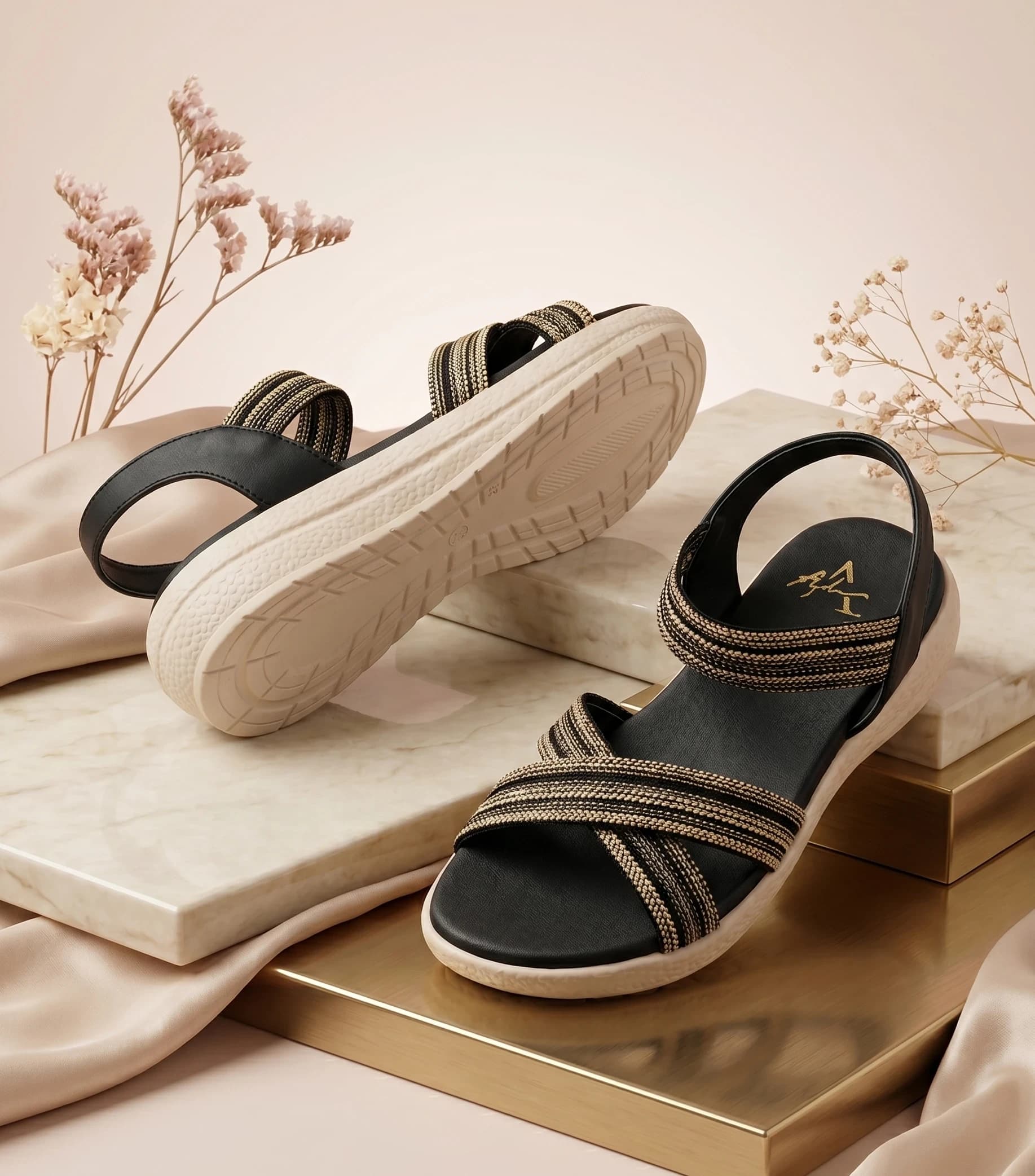 Sahar Cross Comfort Sandal Black