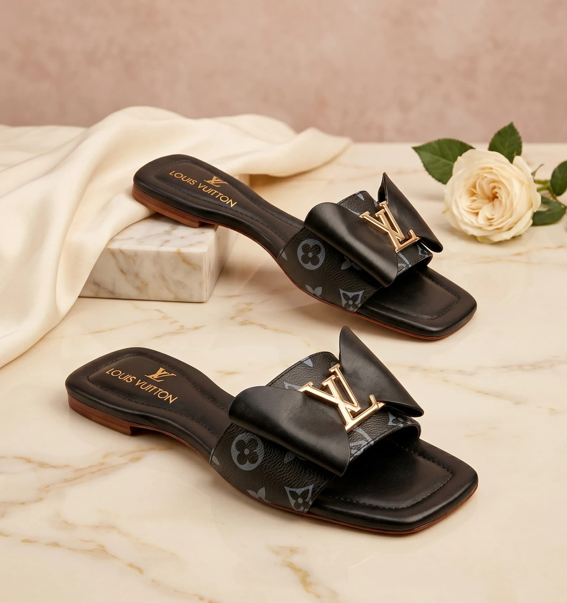 Velvette Black Bow Flats